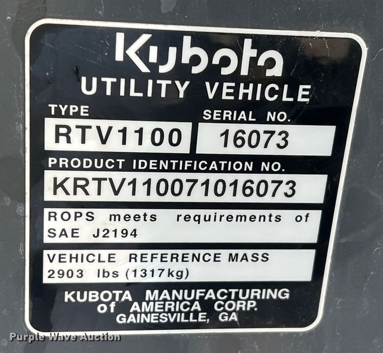 image for item DS2810 2001 Kubota RTV1100  utility vehicle