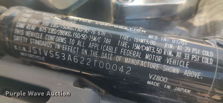 image for item GP9602 2002 Suzuki VZ800K2 Marauder  motorcycle