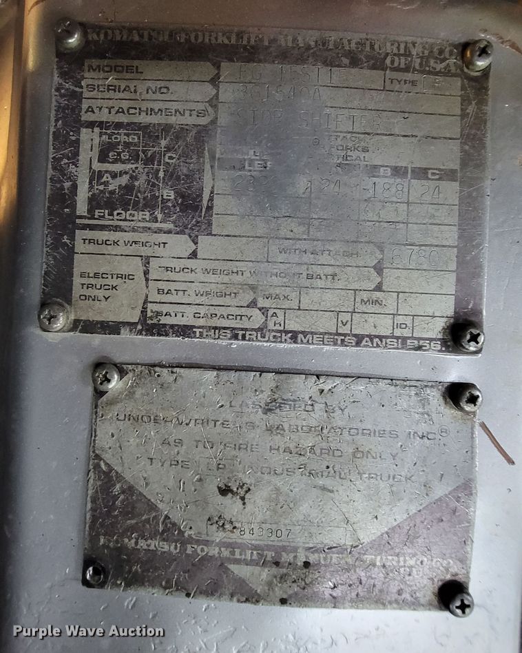 image for item HG9433 Komatsu 15  forklift