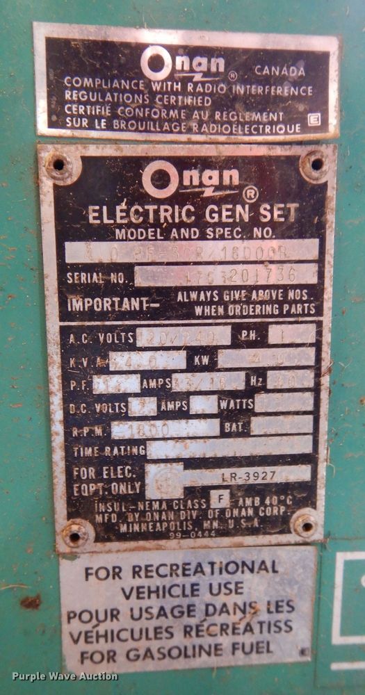 image for item IO9473 Onan  generator