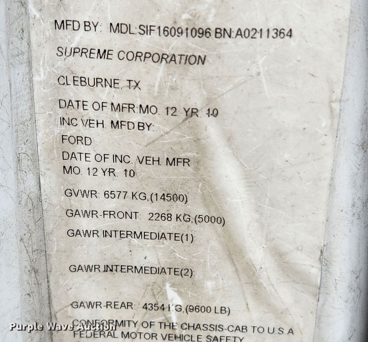 image for item JB9469 2011 Ford E450 Super Duty  van cab and chassis