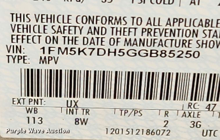 image for item JB9494 2016 Ford Explorer XLT  SUV