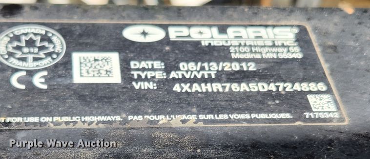 image for item JB9505 2013 Polaris Ranger 800 EFI  utility vehicle