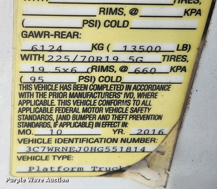 image for item JB9506 2017 Dodge Ram 5500HD  Crew Cab flatbed truck