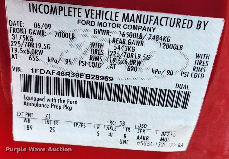 image for item JB9507 2009 Ford F450 Super Duty XL  truck cab and chassis