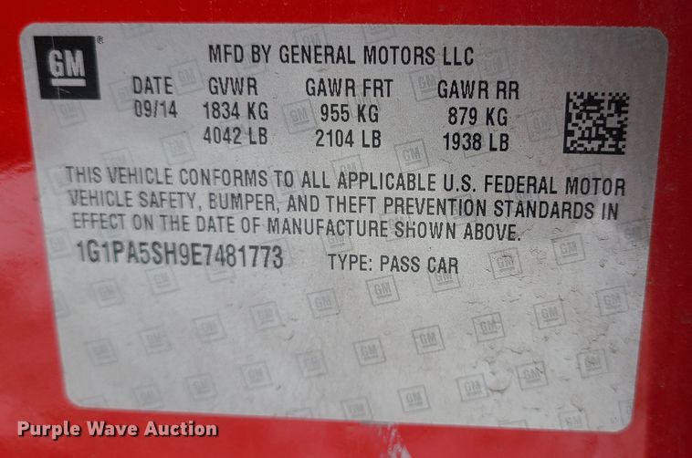 image for item JG9468 2014 Chevrolet Cruze