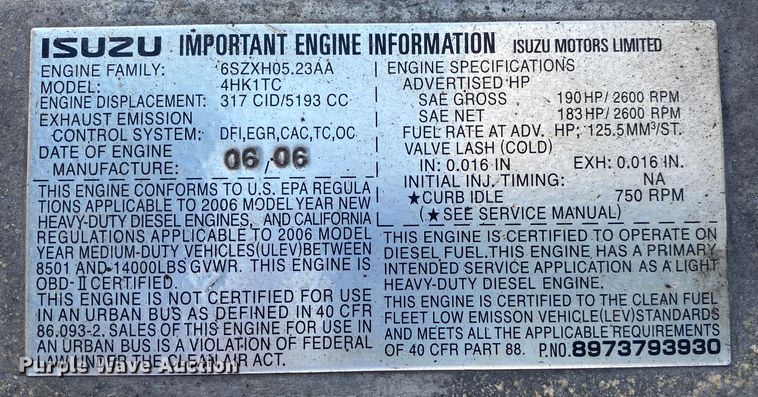 image for item JW9289 2006 Isuzu NPR  box truck