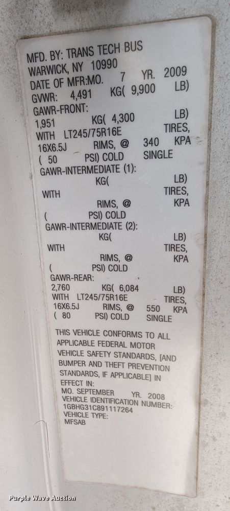 image for item LF9739 2009 Chevrolet Express G3500  school bus