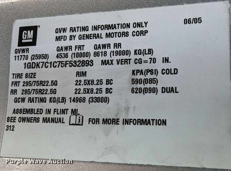 image for item LF9741 2005 GMC C7  flatbed truck