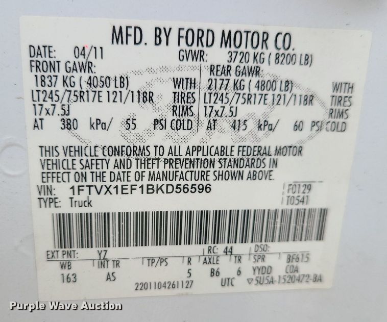 image for item LH9878 2011 Ford F150  SuperCab pickup truck