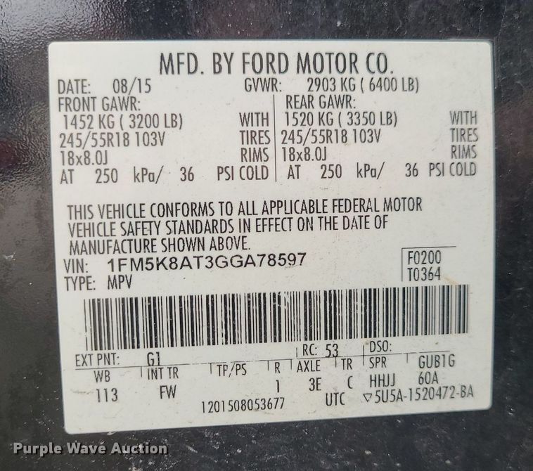 image for item LH9881 2016 Ford Explorer Police Interceptor  SUV