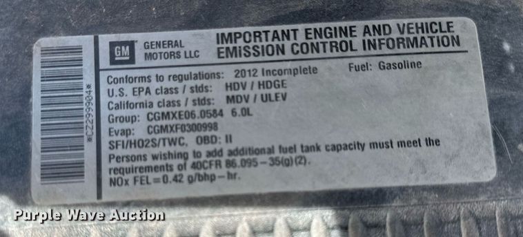 image for item LN9293 2012 GMC Sierra 3500HD  Ext. Cab utility bed pickup truck