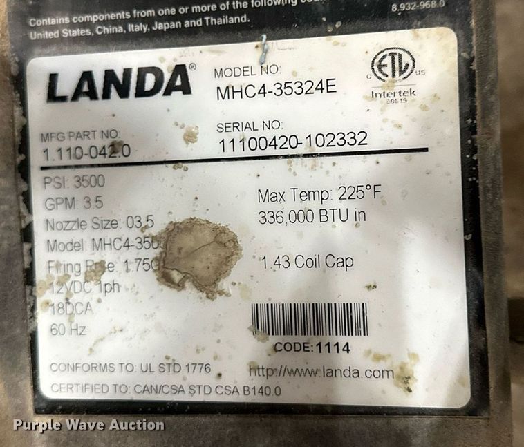 image for item LN9303 Landa MCH4-35324E  pressure washer
