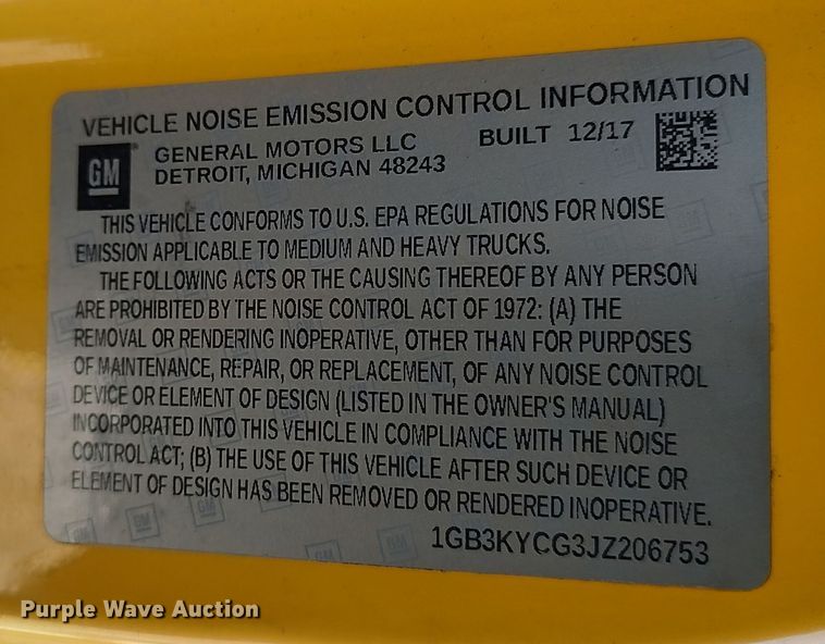 image for item LP9199 2018 Chevrolet Silverado 3500HD  utility bed pickup truck