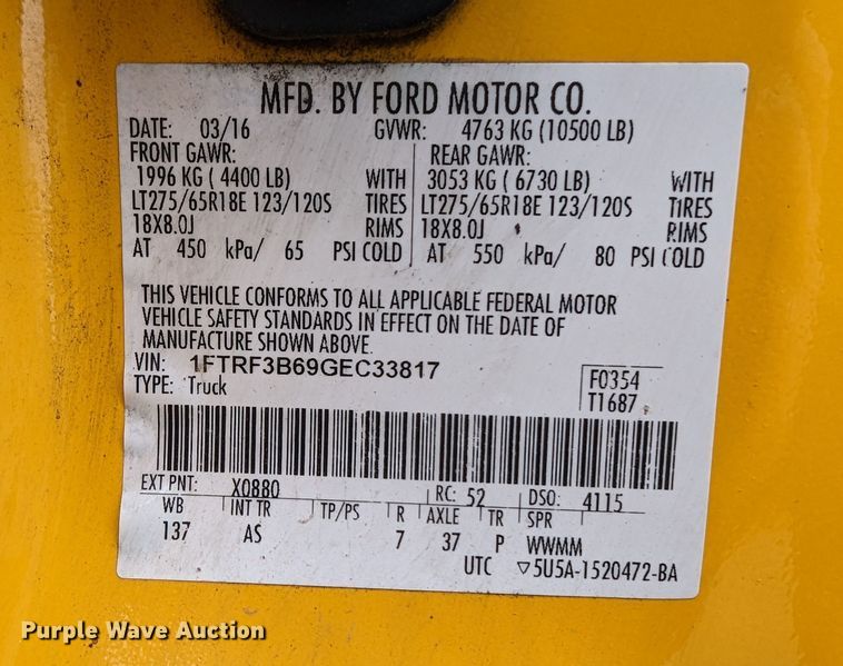 image for item LP9263 2016 Ford F350 Super Duty XL  utility bed pickup truck