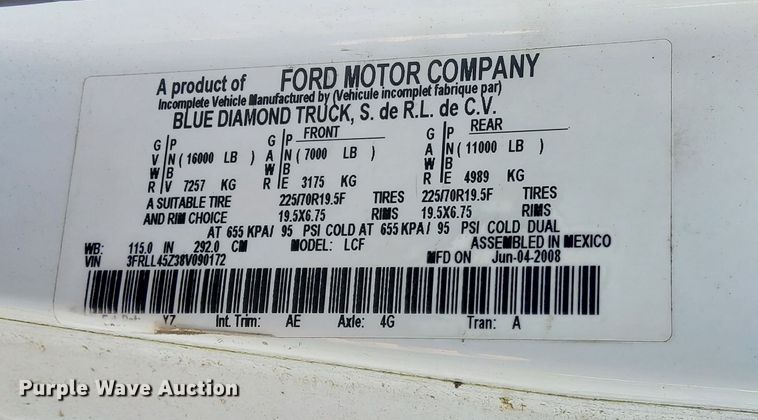image for item MB9012 2008 Ford LCF  flatbed truck