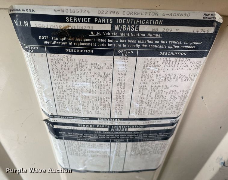 image for item MB9017 1996 Chevrolet Kodiak 5500  dump flatbed truck