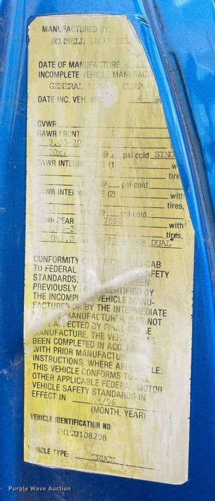 image for item MB9017 1996 Chevrolet Kodiak 5500  dump flatbed truck