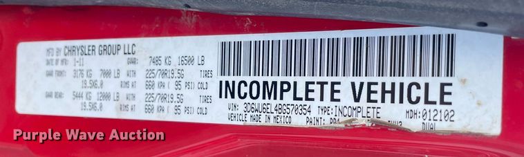 image for item MB9028 2011 Dodge Ram 4500HD  flatbed truck