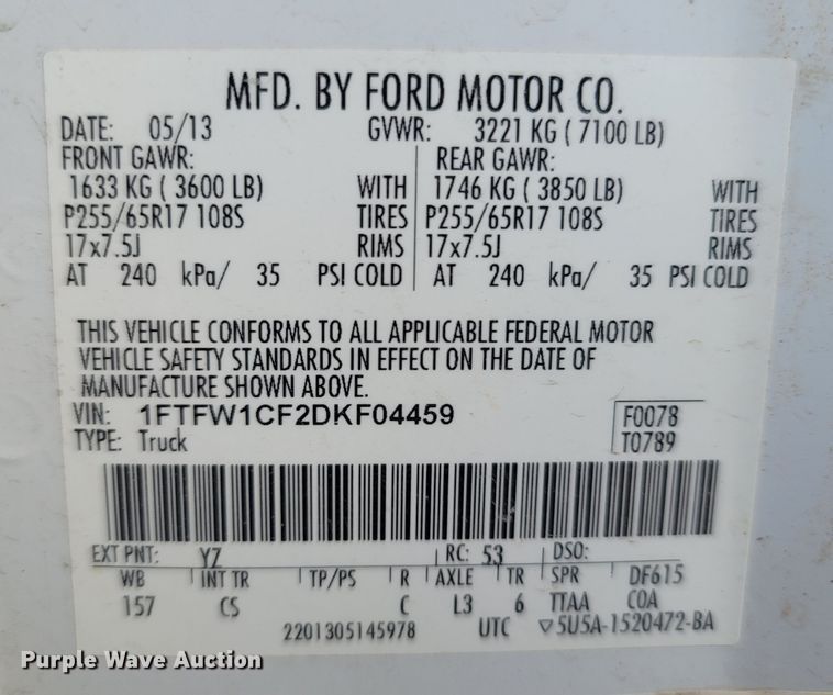 image for item MB9827 2013 Ford F150  SuperCrew pickup truck