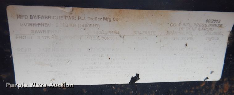image for item DK5159 2014 PJ  equipment trailer