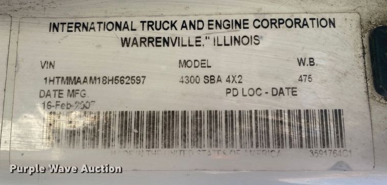 image for item DL7055 2008 International 4300  forestry bucket truck