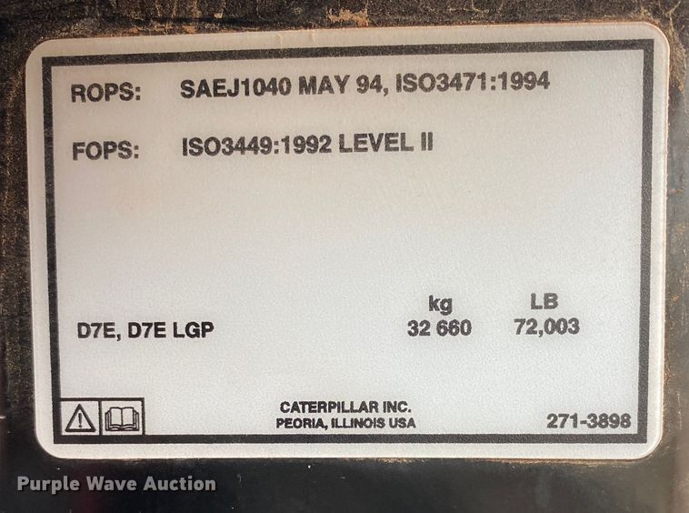 image for item DL7067 2014 Caterpillar D7E  dozer