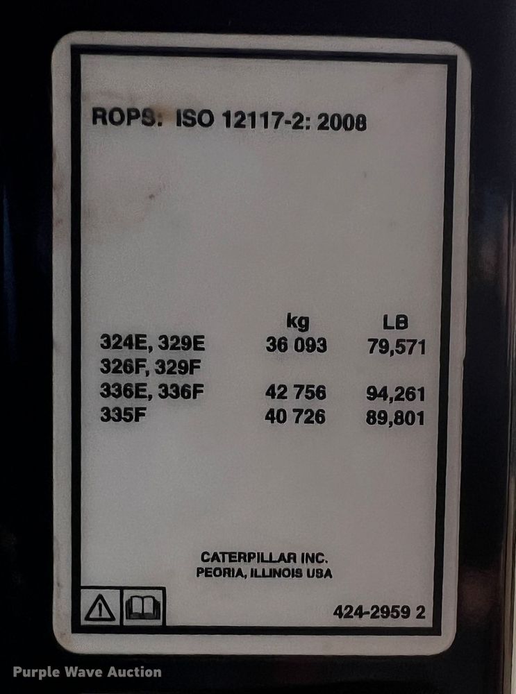 image for item DQ1984 2016 Caterpillar 336FL  excavator