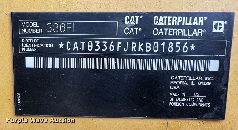 image for item DQ1984 2016 Caterpillar 336FL  excavator
