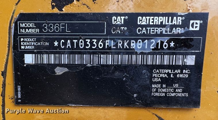 image for item DQ1985 2015 Caterpillar 336FL  excavator