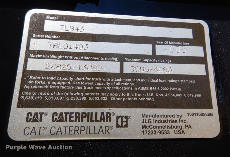 image for item DR4514 2008 Caterpillar TL943  telehandler