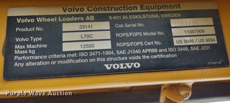 image for item DR8261 1997 Volvo L70C  wheel loader