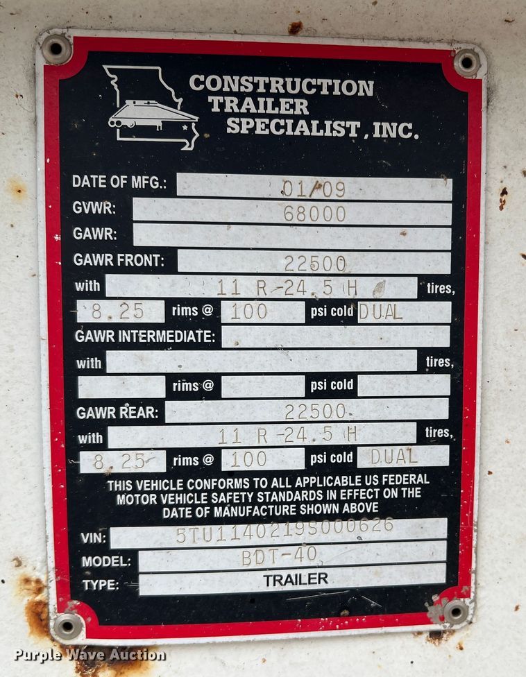 image for item DS2823 2009 CTS BDT-40  bottom dump trailer