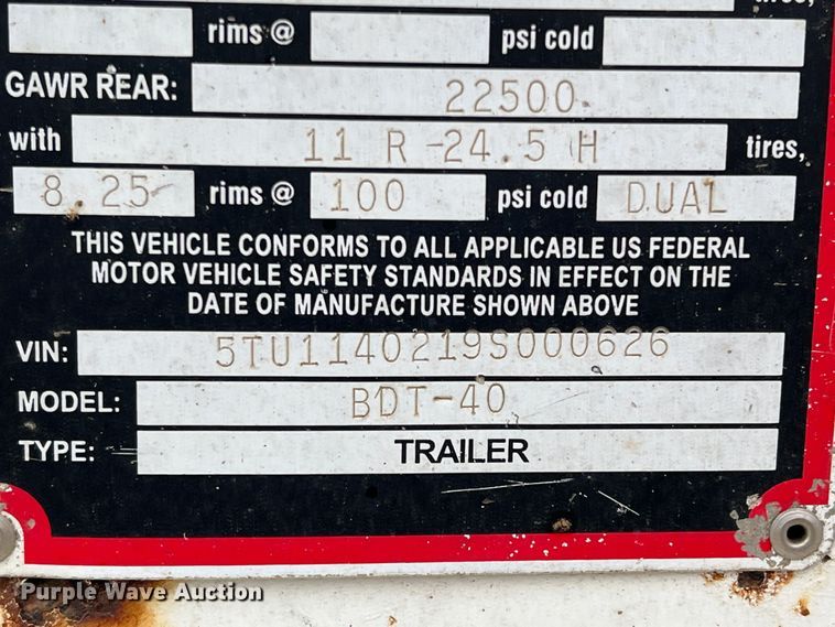 image for item DS2823 2009 CTS BDT-40  bottom dump trailer