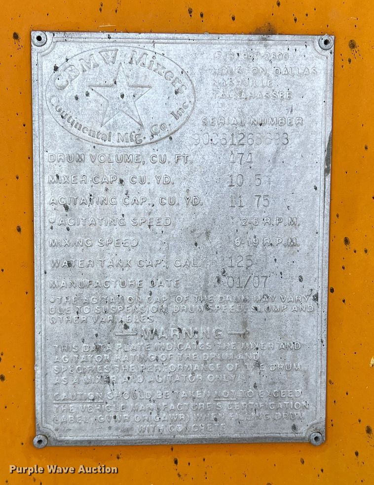 image for item DS2836 2007 Sterling L9500  ready mix truck