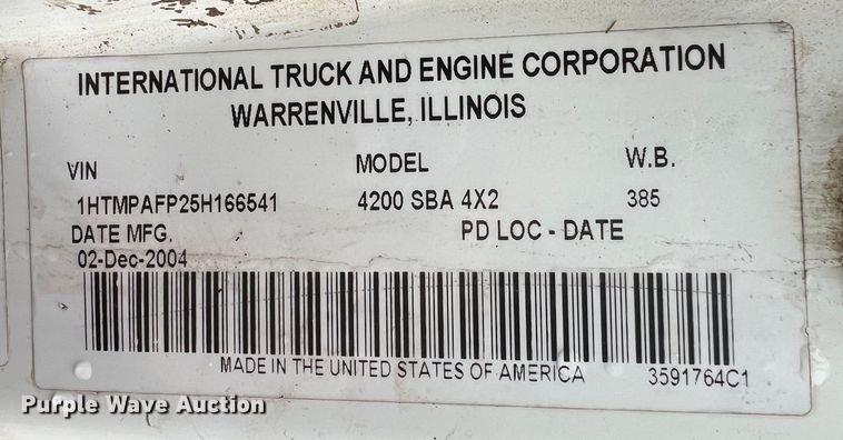 image for item ID9457 2005 International 4200  water truck