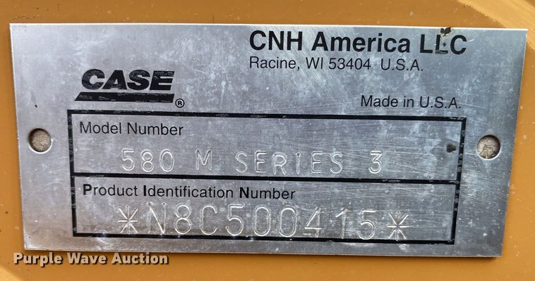 image for item KB9562 2008 Case 580 Super M Series 3  backhoe