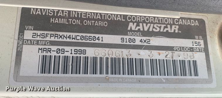 image for item KV9650 1998 International 9100  crane truck