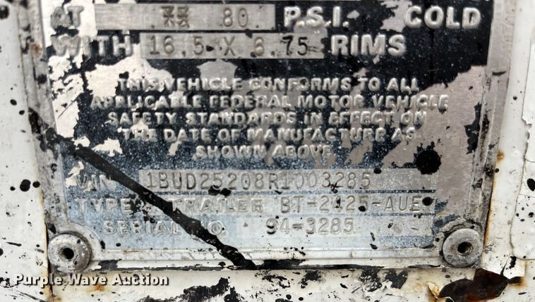 image for item LA9827 1994 Butler BT-2425-AUE  tilt deck equipment trailer