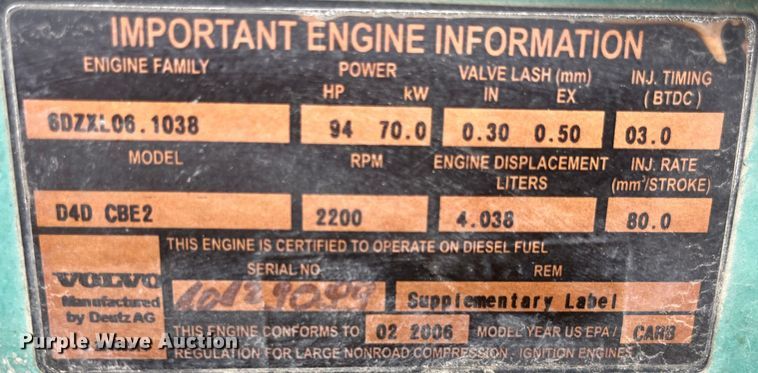 image for item LA9829 2006 Volvo BL70  backhoe