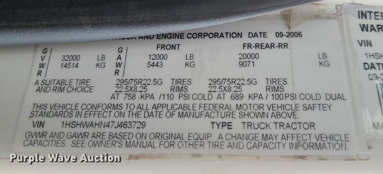 image for item LH9925 2007 International 8600  dump truck