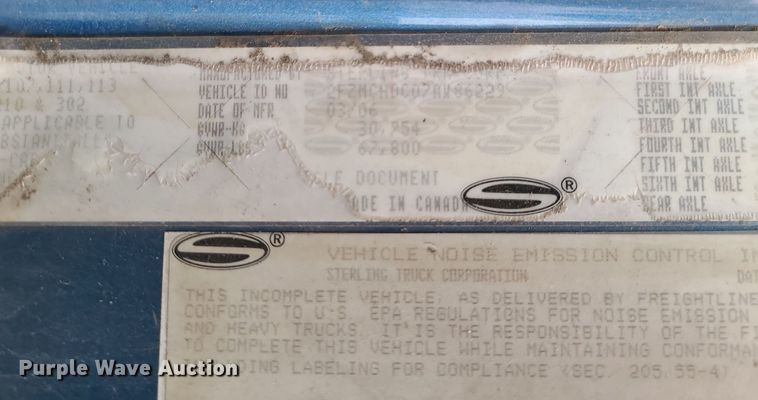 image for item LH9927 2007 Sterling Acterra  flatbed truck