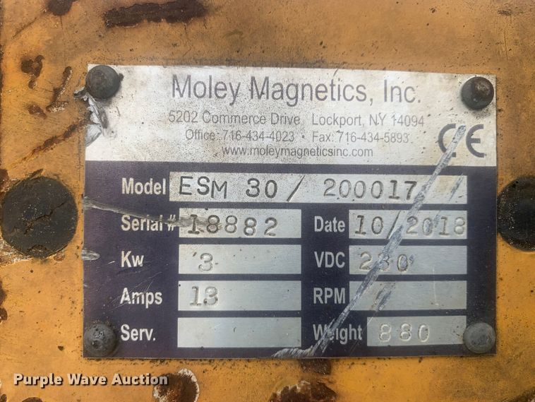 image for item LI9118 Moley Magnetics Inc. ESM 30/200017  skid steer magnet