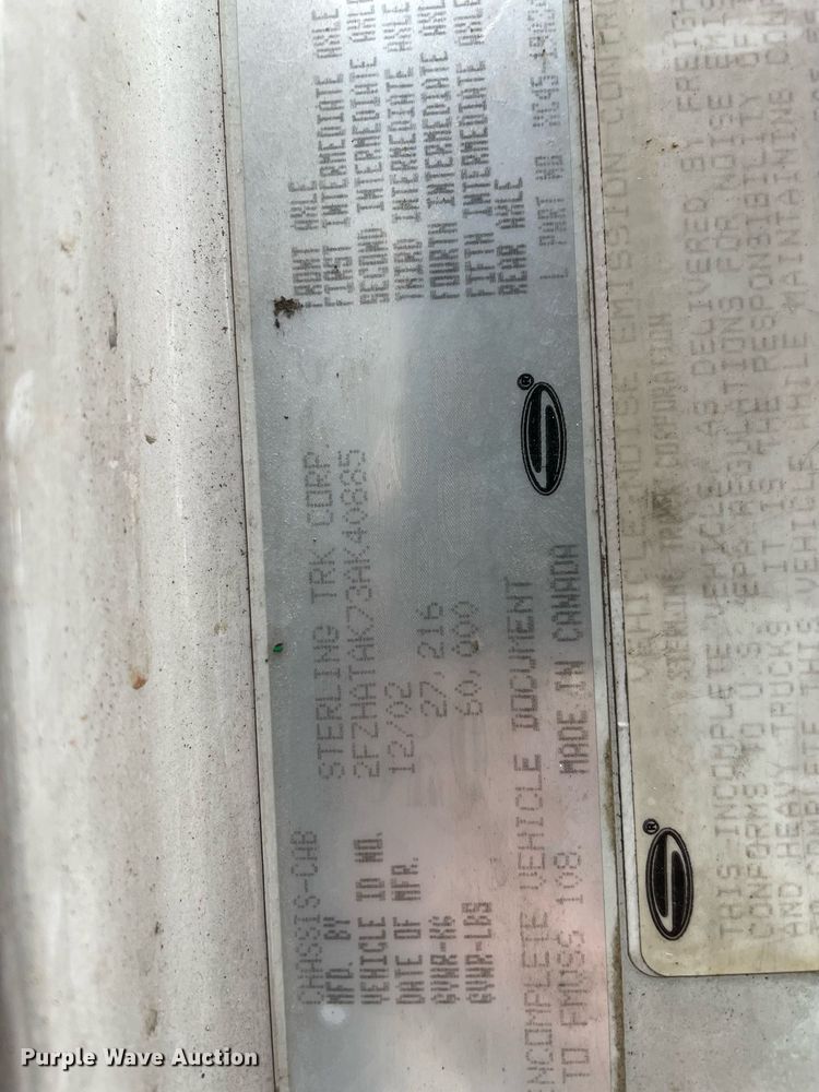 image for item LJ9561 2003 Sterling LT7500  sewer jetter truck