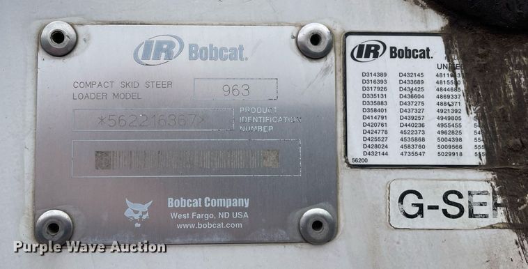 image for item MB9018 2001 Bobcat 963  skid steer loader