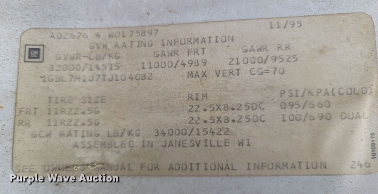 image for item MB9839 1996 Chevrolet Kodiak C6500  rollback truck