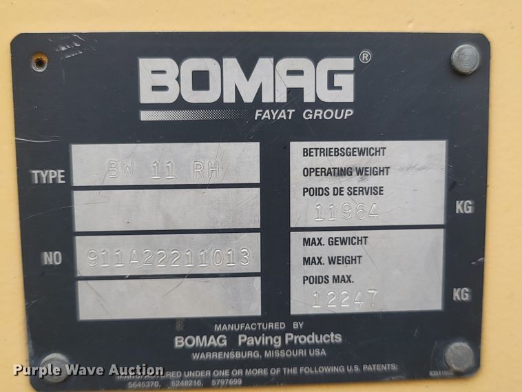 image for item MB9848 Bomag BW11RH  pneumatic roller