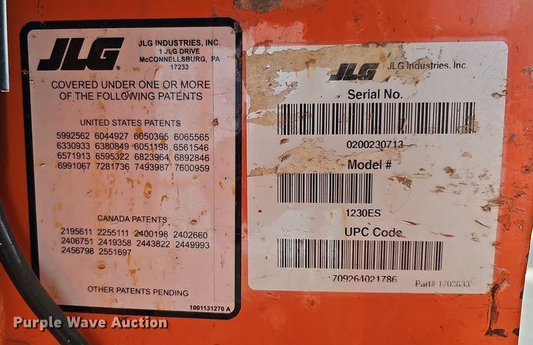 image for item MC9689 2014 JLG 1230ES  vertical lift