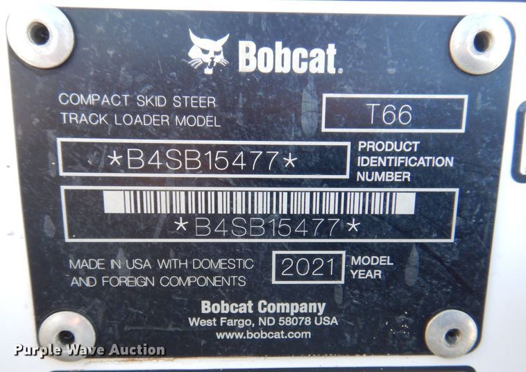 image for item MC9855 2021 Bobcat T66  tracked skid steer loader