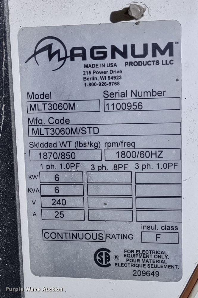 image for item MD9415 2011 Magnum MLT3060M  light plant